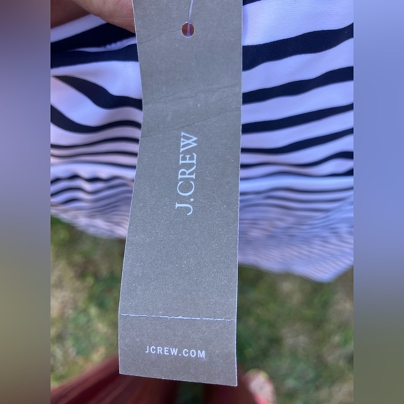 NWT J. Crew Navy and White Striped One-Piece Halter Swimsuit with Skirt Size 24 - Picture 6 of 10